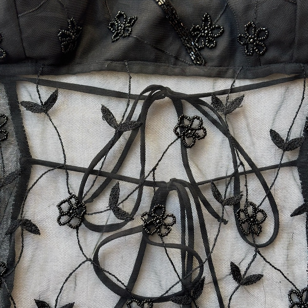 Black Sheer Floral Embroidered Halter Top - Picture 6 of 6
